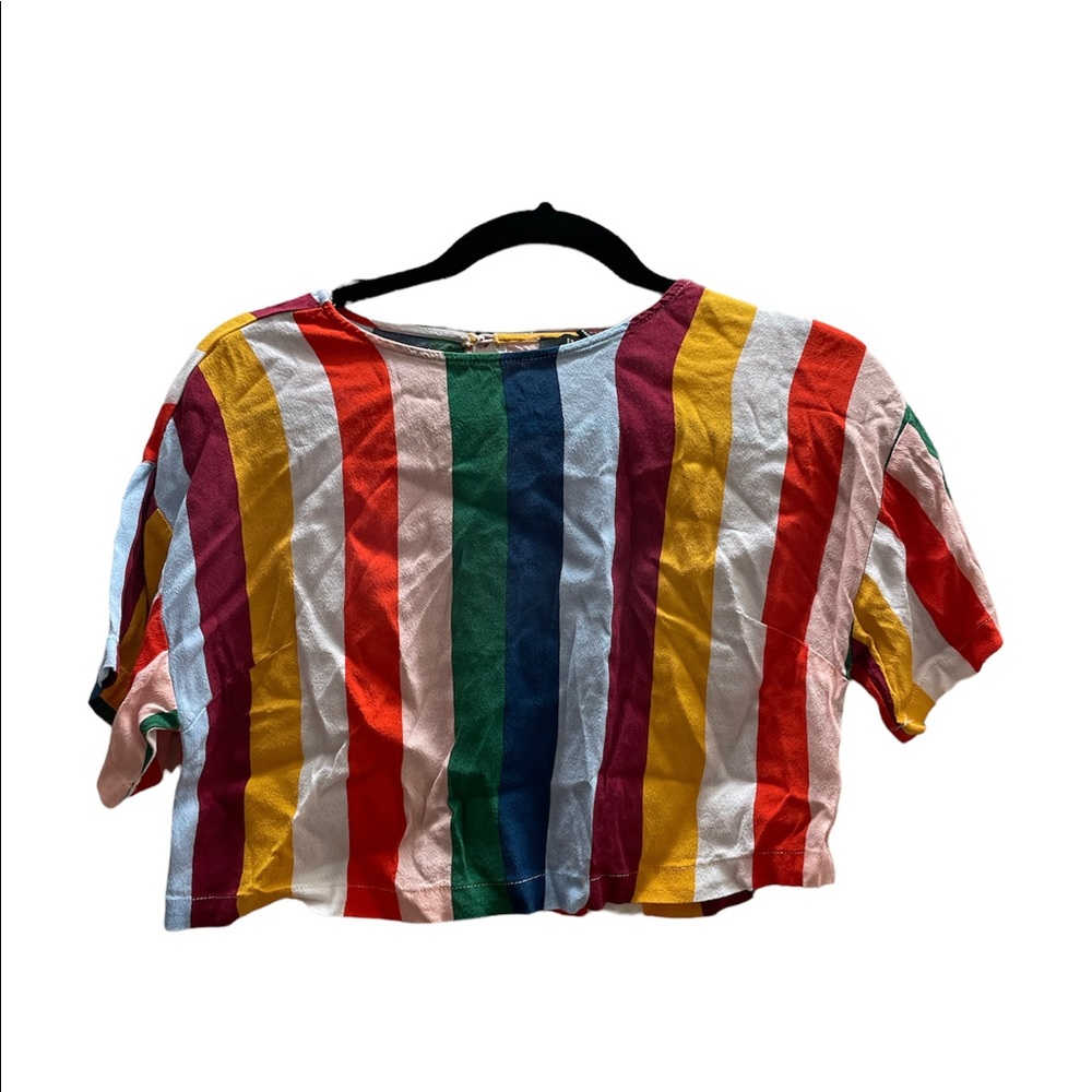 RAINBOW PRIDE VERTICAL LOOSE STRIPPED CROP TOP